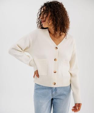 Gilet à col V avec poches femme vue2 - GEMO(FEMME PAP) - GEMO