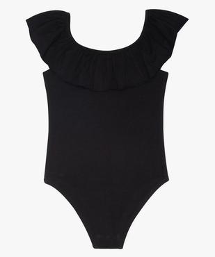 Body fille en coton stretch à col volanté  vue2 - GEMO (JUNIOR) - GEMO