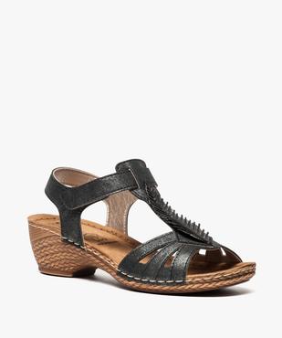 Sandales femme confort dessus pailleté à bride scratch vue2 - GEMO (CONFORT) - GEMO