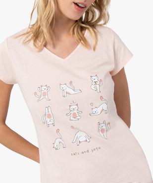 Chemise de nuit imprimée à manches courtes femme vue2 - GEMO 4G FEMME - GEMO