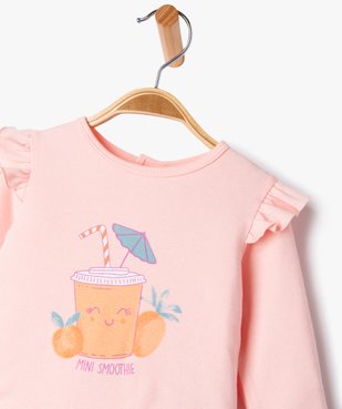 Pyjama dors-bien en coton avec volants sur les épaules bébé fille vue2 - GEMO 4G BEBE - GEMO