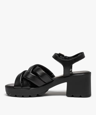 Sandales femme à talon unies à brides matelassées vue3 - GEMO(URBAIN) - GEMO