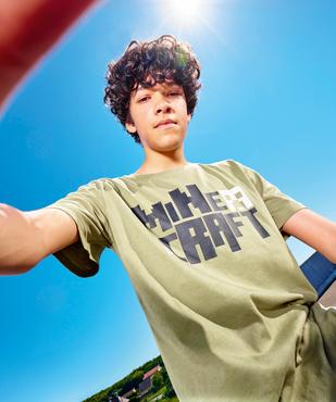 Tee-shirt manches courtes en jersey de coton imprimé devant et dos garçon - Minecraft vue5 - MINECRAFT - GEMO