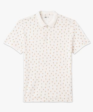 Polo manches courtes en maille de coton piquée à motifs palmies homme vue4 - GEMO 4G HOMME - GEMO