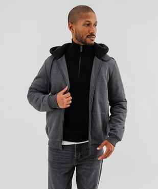 Sweat à capuche zippé avec doublure chaude homme vue1 - GEMO 4G HOMME - GEMO