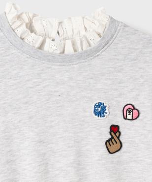 Sweat avec col en dentelle et motifs brodés fille vue2 - GEMO 4G FILLE - GEMO
