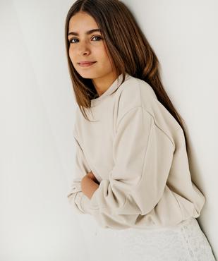 Sweat court avec bas élastiqué fille vue1 - GEMO (JUNIOR) - GEMO