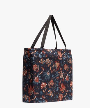 Tote bag en toile à motifs fleuris vue2 - GEMO (ACCESS) - GEMO