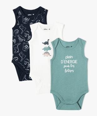 Body bébé sans manches avec motifs dinosaures (lot de 3) vue1 - GEMO 4G BEBE - GEMO