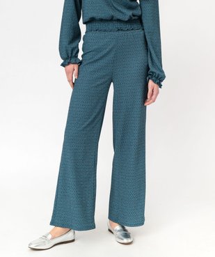 Pantalon large en maille texturée et extensible imprimé femme vue1 - GEMO(FEMME PAP) - GEMO