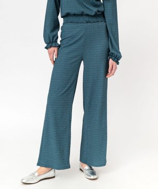 Pantalon large en maille texturée et extensible imprimé femme vue1 - GEMO(FEMME PAP) - GEMO