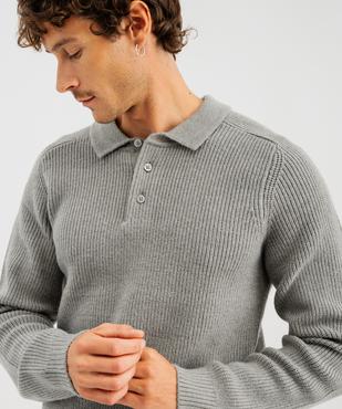 Pull col polo maille homme vue2 - GEMO (HOMME) - GEMO