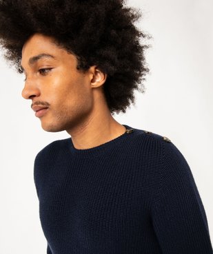 Pull en grosse maille unie avec boutons à l'épaule homme vue6 - GEMO (HOMME) - GEMO