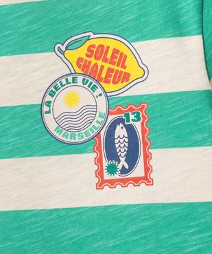 Tee-shirt manches courtes à rayures et motif garçon vue2 - GEMO 4G GARCON - GEMO