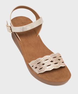 Sandales à talon compensée et bride ajourée à strass femme vue5 - VALENTINA BALDA - GEMO