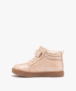 Baskets fille mid-cut unies à col pailleté et détails en coeur vue3 - GEMO (ENFANT) - GEMO