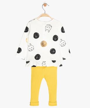 Ensemble bébé fille 2 pièces : tunique et legging en coton bio vue2 - GEMO 4G BEBE - GEMO