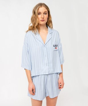 Pyjashort à rayures femme - LuluCastagnette vue2 - LULUCASTAGNETTE - GEMO