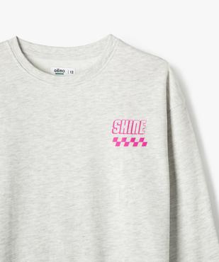 Sweat molletonné avec large motif dos fille vue2 - GEMO 4G FILLE - GEMO