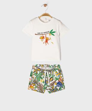 Ensemble 2 pièces à motifs animaliers bébé garçon vue1 - GEMO 4G BEBE - GEMO