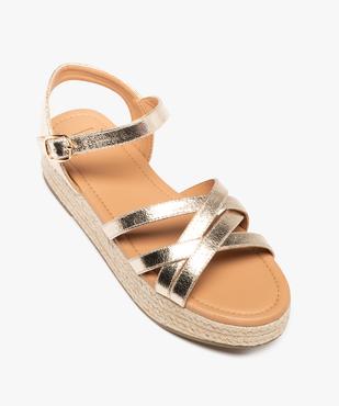 Sandales semelle plateforme en corde et brides croisées brillantes femme vue6 - FOLLOW ME - GEMO