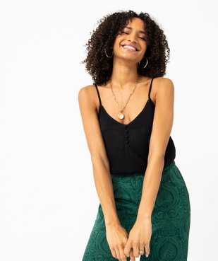 Blouse à bretelles en viscose unie et texturée femme vue1 - GEMO 4G FEMME - GEMO