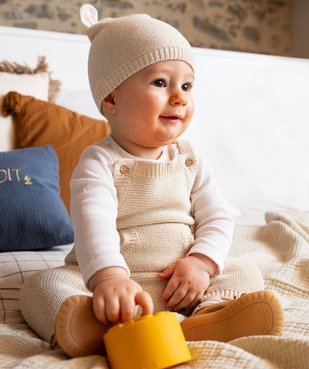Ensemble 2 pièces bébé fille salopette en maille et body manches longues  vue1 - GEMO 4G BEBE - GEMO