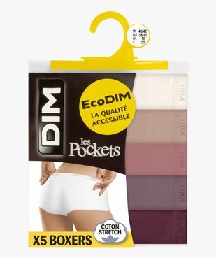 Boxers en coton stretch femme (lot de 5) - Les Pockets Eco Dim vue2 - DIM - GEMO