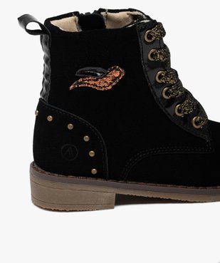 Boots fille dessus en cuir suédé uni avec détails métallisés - Alma Planète vue6 - ALMA - GEMO