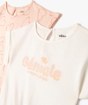 Tee-shirt manches courtes coupe loose bébé fille (lot de 2) vue2 - GEMO(BEBE DEBT) - GEMO