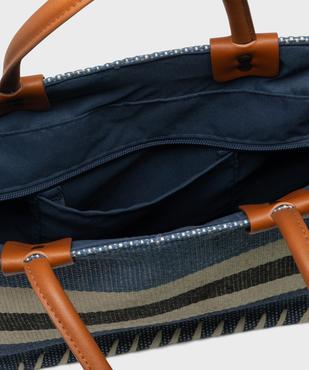 Sac cabas en paille de papier rayée femme vue3 - GEMO (ACCESS) - GEMO