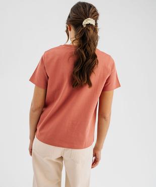 Tee-shirt manches courtes et col rond uni en coton résistant femme vue4 - GEMO(FEMME PAP) - GEMO