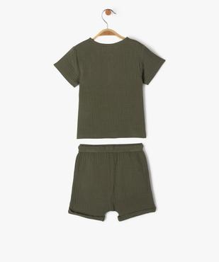 Ensemble 2 pièces en gaze de coton bébé garçon short + tee-shirt vue4 - GEMO(BEBE DEBT) - GEMO