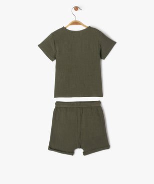 Ensemble short + tee-shirt en gaze de coton bébé garçon vue4 - GEMO(BEBE DEBT) - GEMO