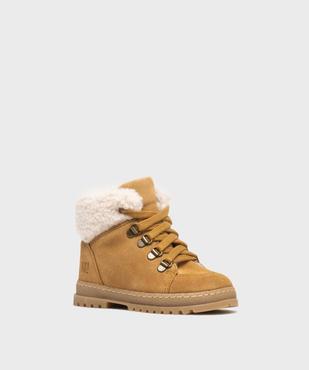 Boots bébé garçon à col fourré et dessus en cuir suédé avec semelle crantée - NA! vue10 - NA! - GEMO