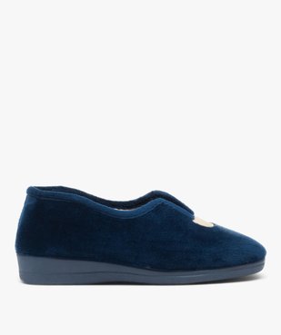 Chaussons femme pantoufles en velours uni à semelle compensée vue1 - GEMO(HOMWR FEM) - GEMO