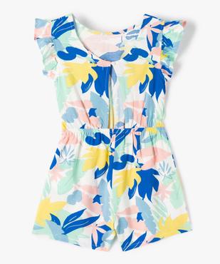 Combishort fille à motif feuillage et volants sur les épaules vue3 - GEMO (ENFANT) - GEMO