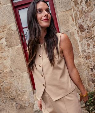Gilet de costume sans manches à boutons dorés femme vue1 - GEMO(FEMME PAP) - GEMO