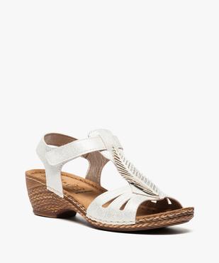 Sandales femme confort dessus pailleté à bride scratch vue2 - GEMO (CONFORT) - GEMO
