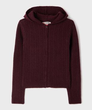 Gilet à capuche zippé en maille fantaisie extensible fille vue1 - GEMO (JUNIOR) - GEMO