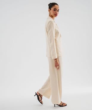 Veste blazer à fines rayures en viscose et lin femme vue4 - GEMO(FEMME PAP) - GEMO