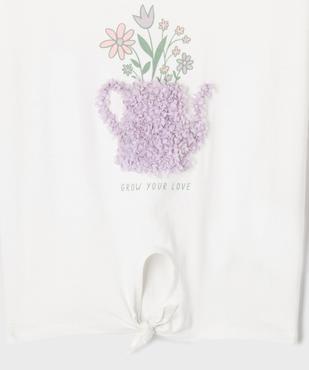 Tee-shirt manches courtes avec motif en relief et noeud fille vue2 - GEMO (ENFANT) - GEMO