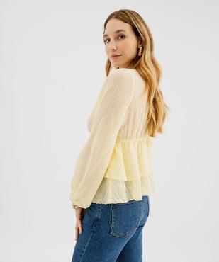 Blouse manches longues à volants et liens à nouer femme vue3 - GEMO(FEMME PAP) - GEMO