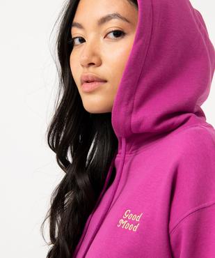 Sweat court à capuche avec message brodé femme vue5 - GEMO(FEMME PAP) - GEMO