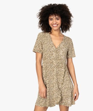 Robe femme forme portefeuille à motifs fleuris vue1 - GEMO(FEMME PAP) - GEMO