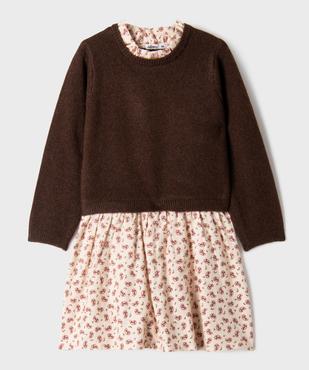 Robe effet 2-en-1 avec haut en maille et bas en flanelle fille vue1 - GEMO (ENFANT) - GEMO