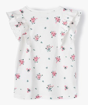 Tee-shirt fille à motifs fleuris et volants sur les épaules vue3 - GEMO 4G FILLE - GEMO