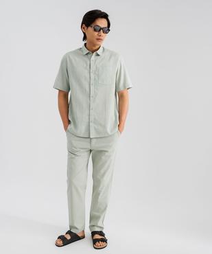 Chemise à manches courtes en lin et coton coupe regular homme vue3 - GEMO 4G HOMME - GEMO