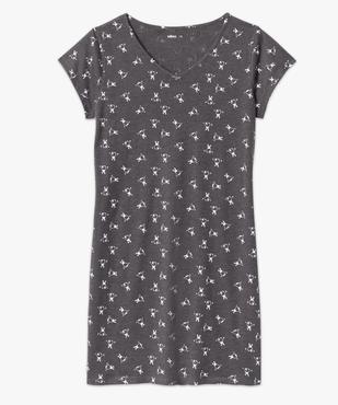 Chemise de nuit imprimée à manches courtes femme vue4 - GEMO 4G FEMME - GEMO
