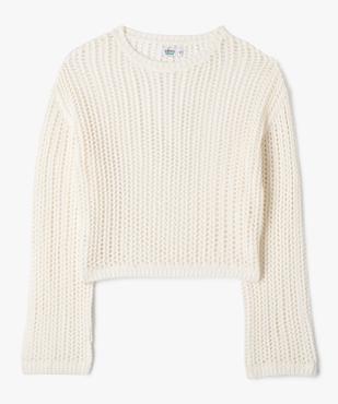 Pull court et loose en large maille ajourée fille vue1 - GEMO 4G FILLE - GEMO